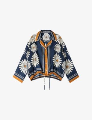 Floral-Print Tie-Hem Silk Shirt by SANDRO PARIS