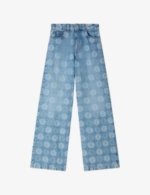Floral Wide-Leg High-Rise Denim Jeans by SANDRO PARIS