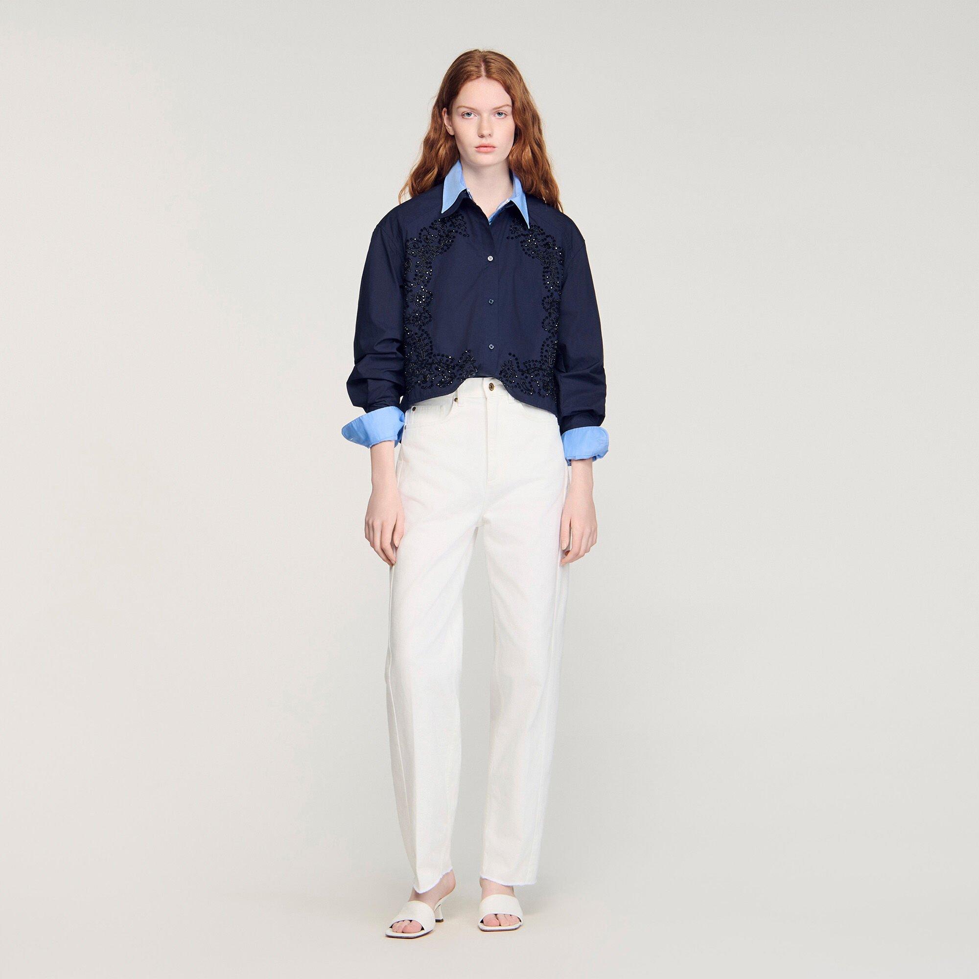Floral embroidered cotton shirt by SANDRO PARIS