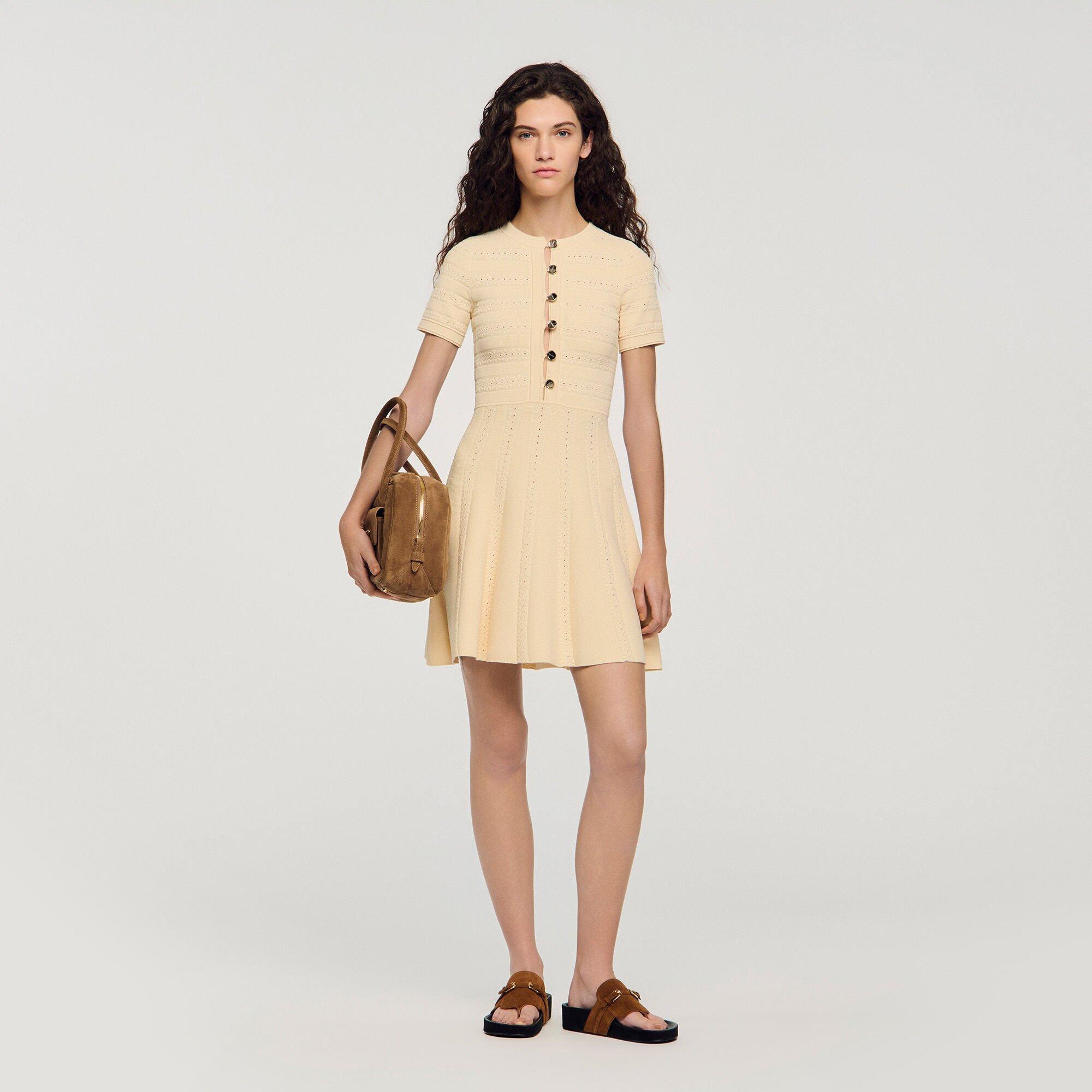 Floral print knit short dress by SANDRO PARIS