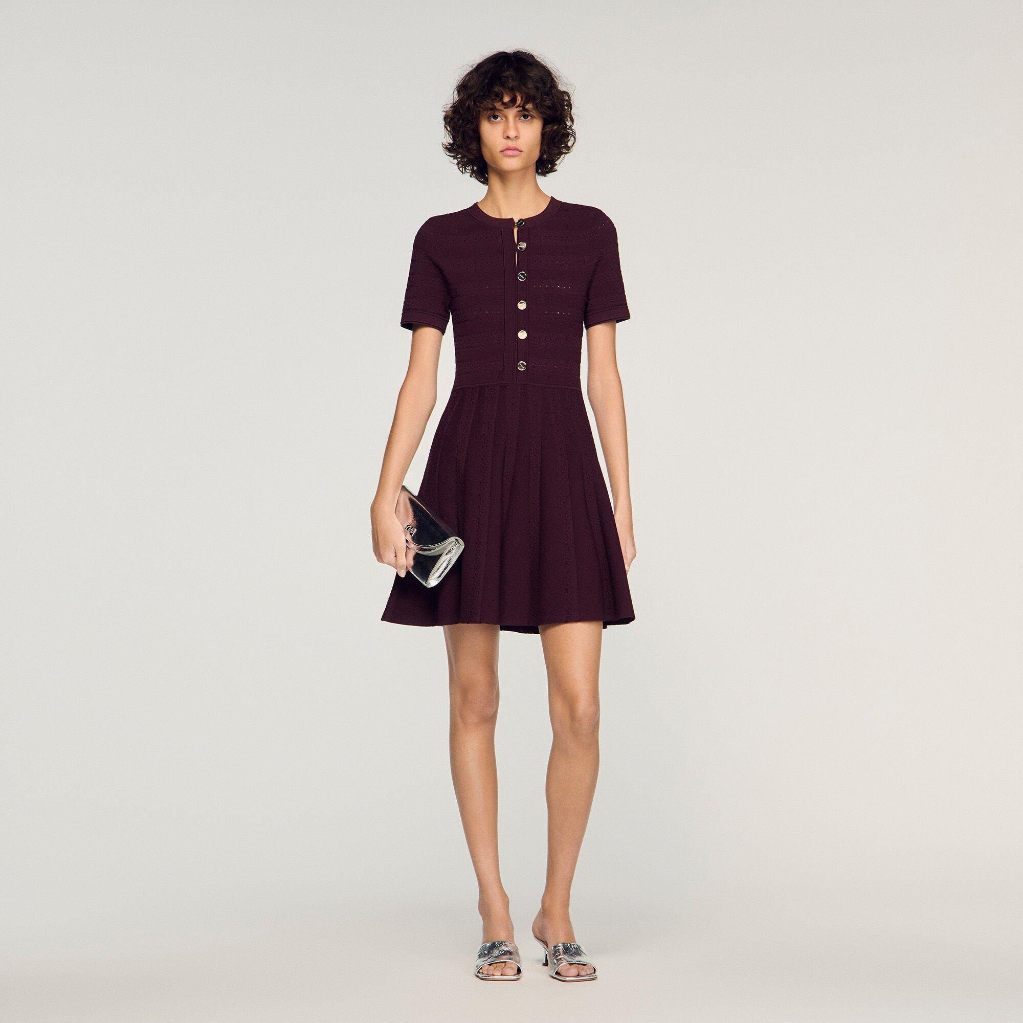Floral print knit short dress by SANDRO PARIS