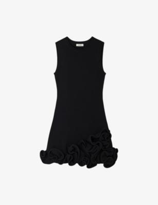 Flower-Embellished Sleeveless Knitted Mini Dress by SANDRO PARIS