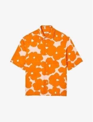 Flower-print short-sleeved woven shirt by SANDRO PARIS
