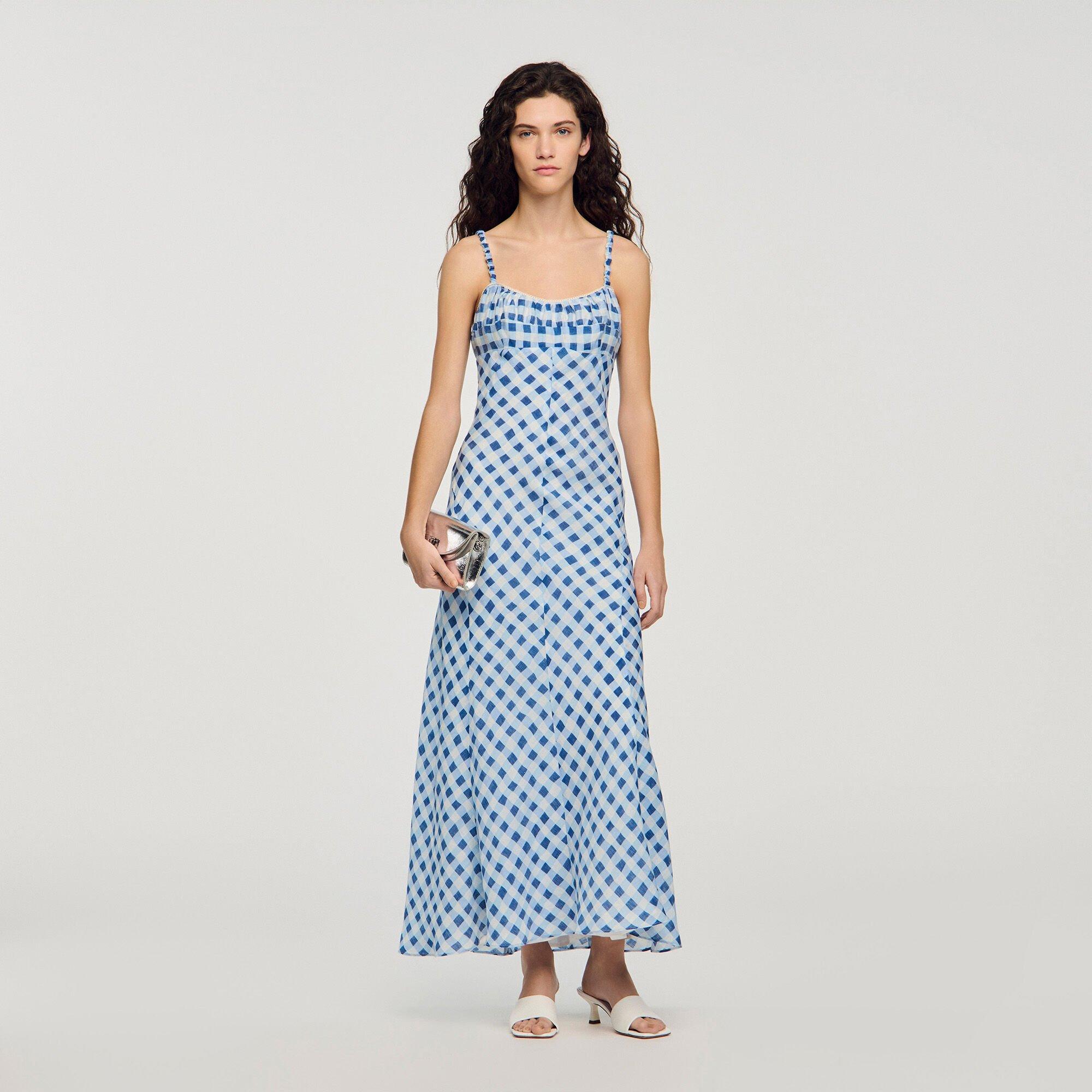 Gingham linen maxi dress by SANDRO PARIS