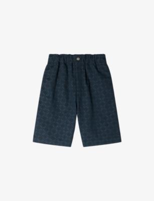 Grid-Pattern Elasticated-Waist Denim Shorts by SANDRO PARIS