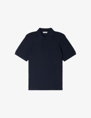 Grid-Pattern Short-Sleeved Cotton Polo Shirt by SANDRO PARIS
