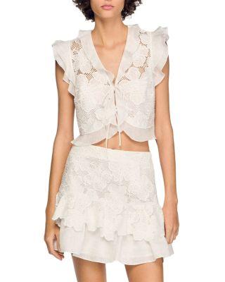 Guipure Lace Crop Top by SANDRO PARIS