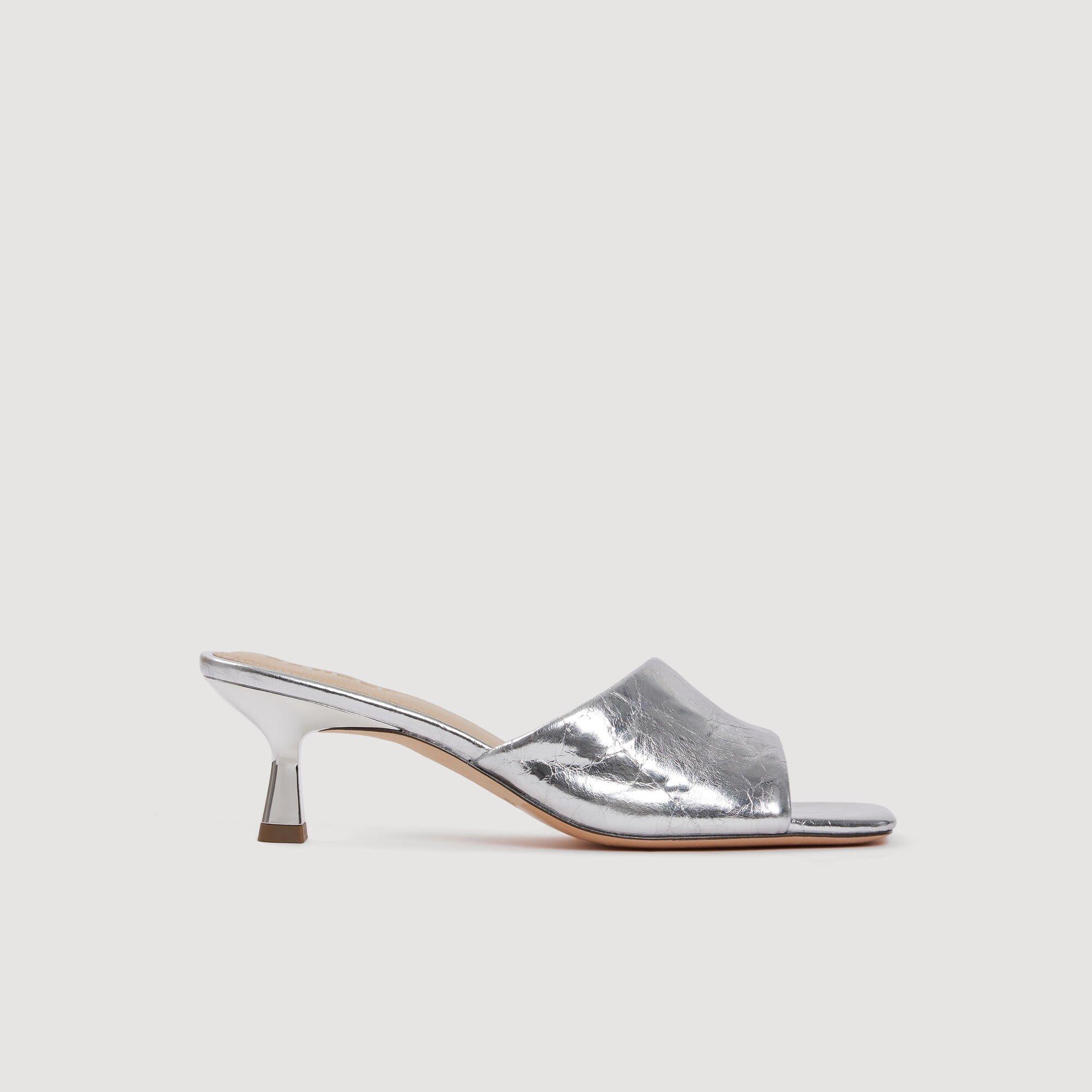 Heeled metallic leather mules by SANDRO PARIS