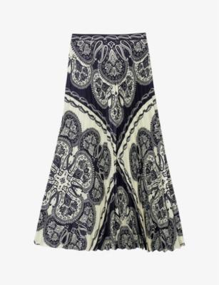 Henne Bandana-pattern pleated woven maxi skirt by SANDRO PARIS