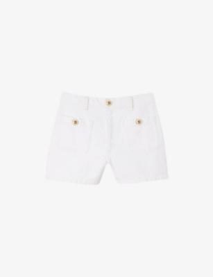 High-Rise Branded-Patch Denim Shorts by SANDRO PARIS