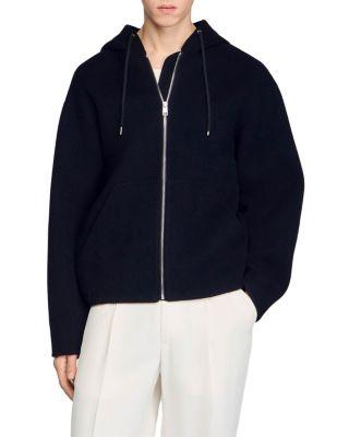 Hooded Zipper Wool Jacket by SANDRO PARIS