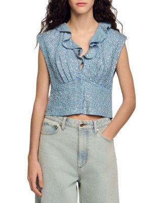Iseo Sequin Crop Top by SANDRO PARIS
