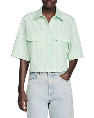 Kaia Crop Check Shirt by SANDRO PARIS
