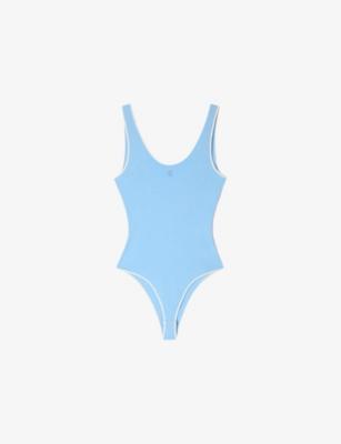 Katia Logo-Embroidered Contrast-Trim Stretch-Woven Bodysuit by SANDRO PARIS
