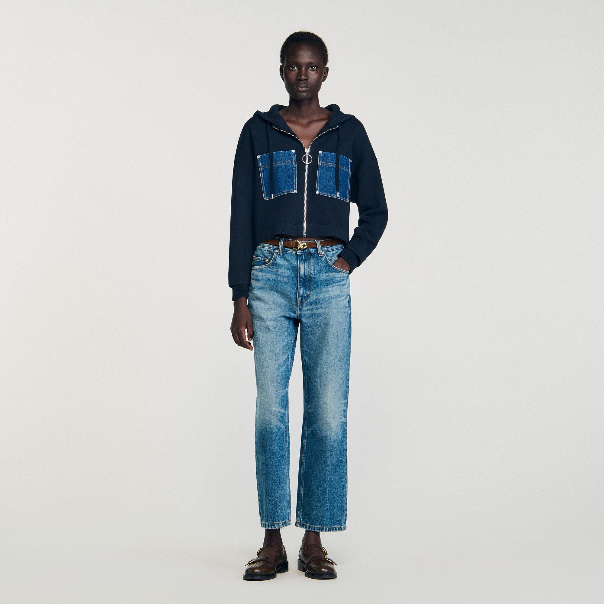 Knit and denim sweatshirt by SANDRO PARIS