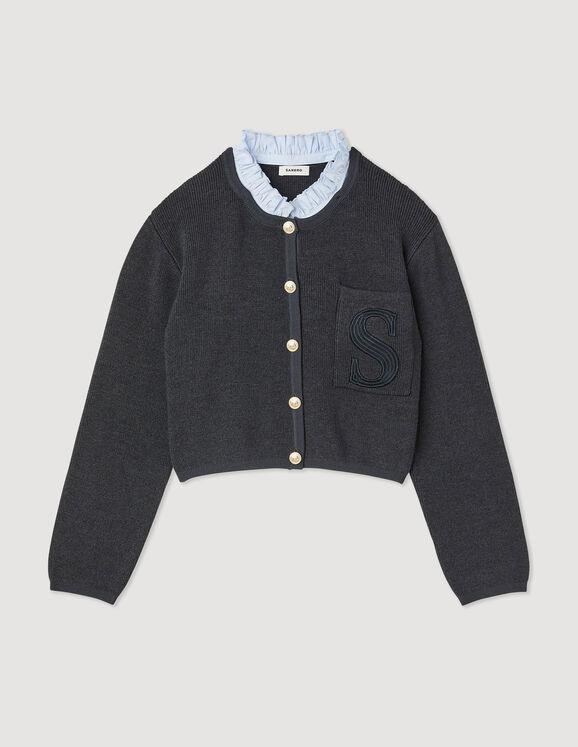 Knit cardigan with embroidered pocket by SANDRO PARIS