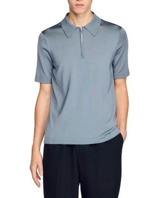 Knitted Polo Shirt with Zip Collar by SANDRO PARIS