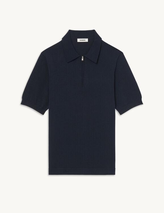 Knitted polo shirt with zip collar by SANDRO PARIS
