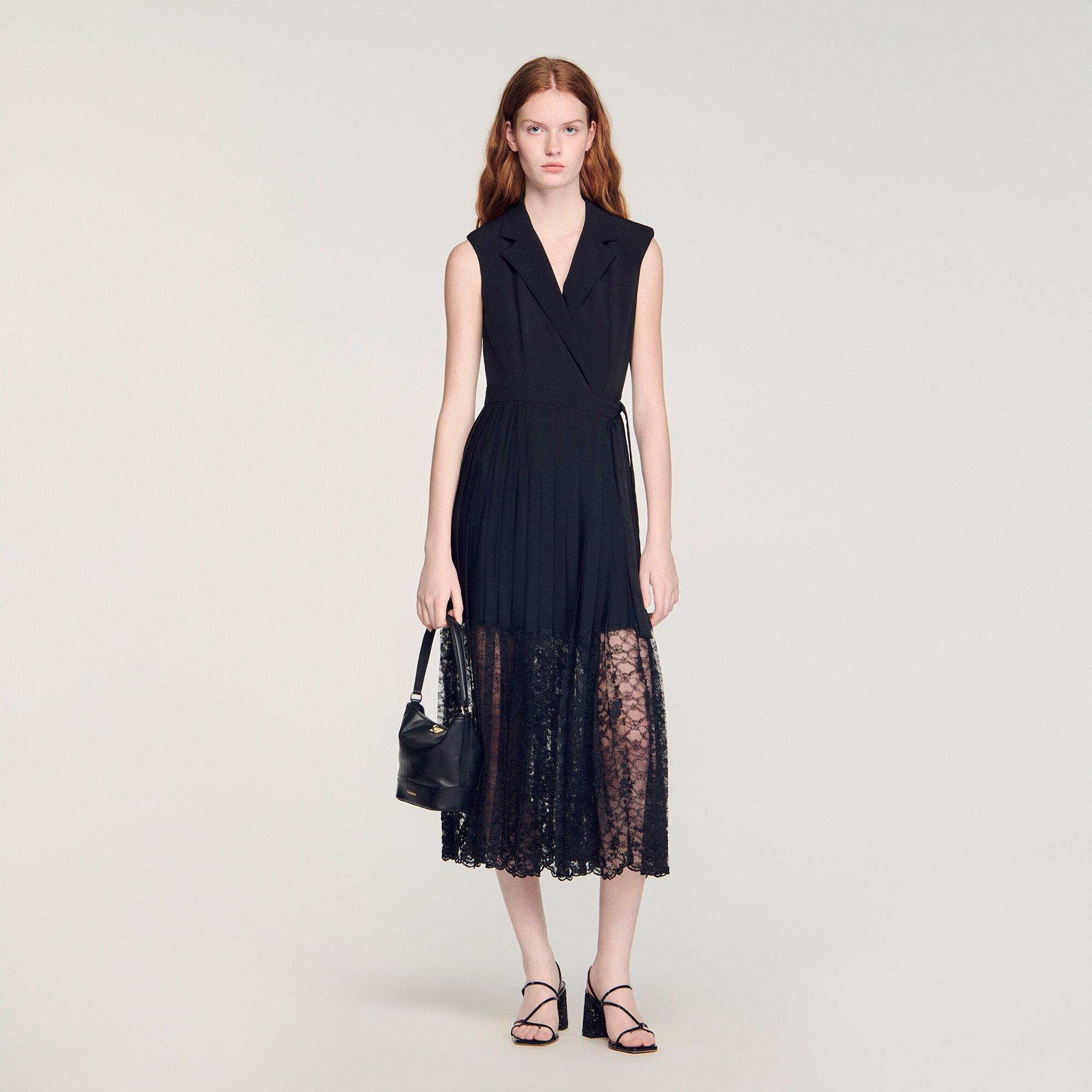 Lace collar midi dress by SANDRO PARIS