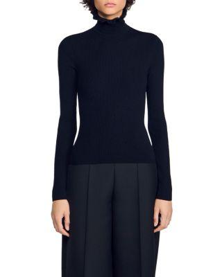 Lana Wool Blend Ruffled Turtleneck Sweater by SANDRO PARIS