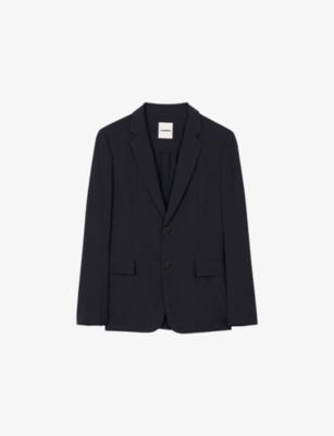 Lapel-Collar Slim-Fit Stretch Wool-Blend Blazer by SANDRO PARIS