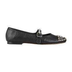 Leather and rhinestone ballet flats by SANDRO PARIS