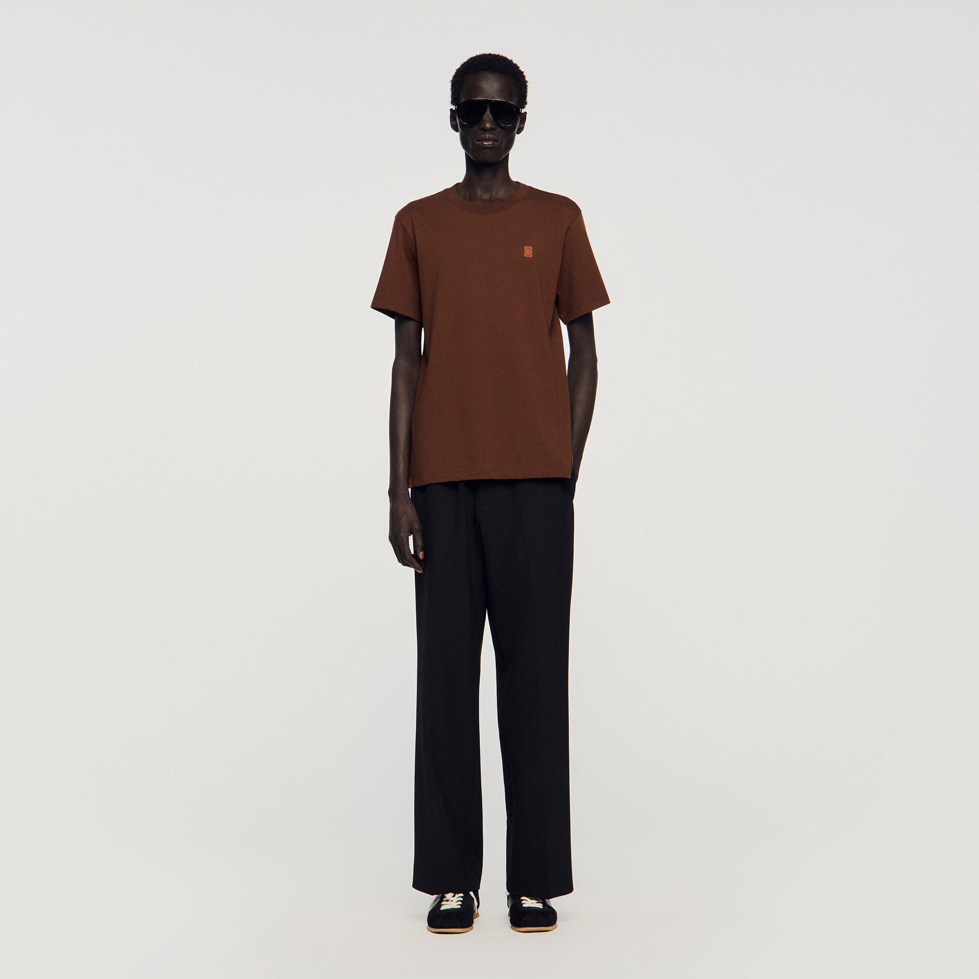 Leather logo T-shirt by SANDRO PARIS