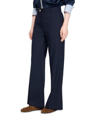 Lionel Straight Wide Leg Wool Blend Trousers by SANDRO PARIS