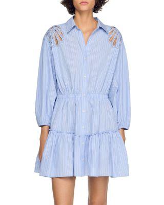 Lodovica Short Striped Cotton Dress by SANDRO PARIS