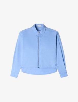 Logo-Embroidered Zip-Up Cropped Cotton Shirt by SANDRO PARIS
