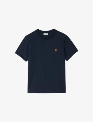 Logo-Patch Crewneck Cotton T-Shirt by SANDRO PARIS