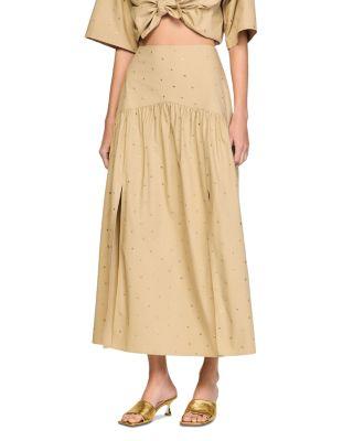 Long Rhinestone Cotton Skirt by SANDRO PARIS