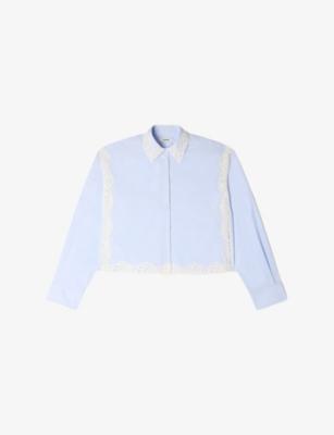 Long-Sleeved Lace-Trim Cotton Shirt by SANDRO PARIS