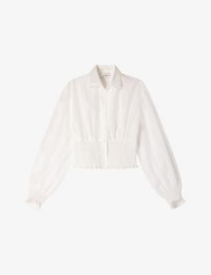 Long-Sleeved Smocked Linen-Blend Shirt by SANDRO PARIS