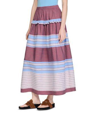 Long Striped Cotton Skirt by SANDRO PARIS
