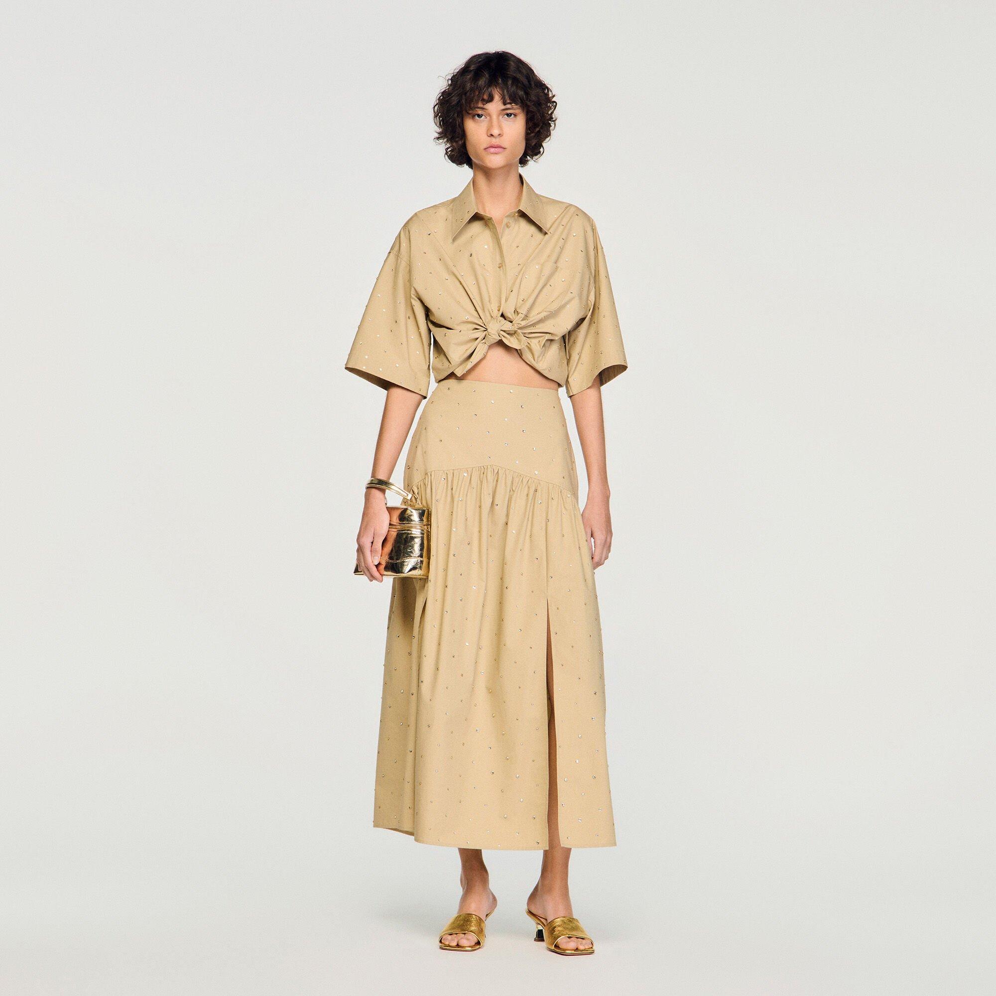 Maxi rhinestone cotton skirt by SANDRO PARIS