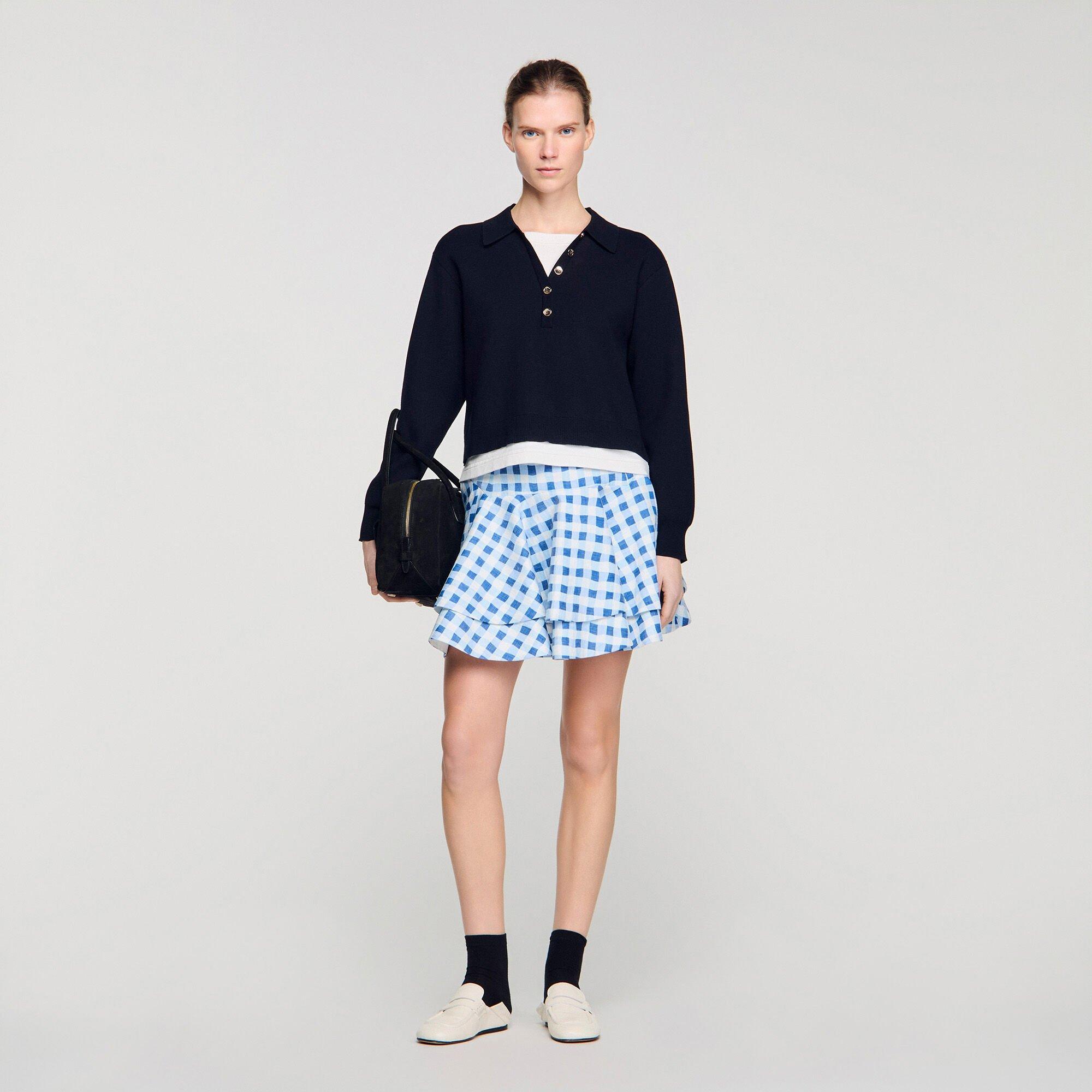 Metal button layered collar sweater by SANDRO PARIS