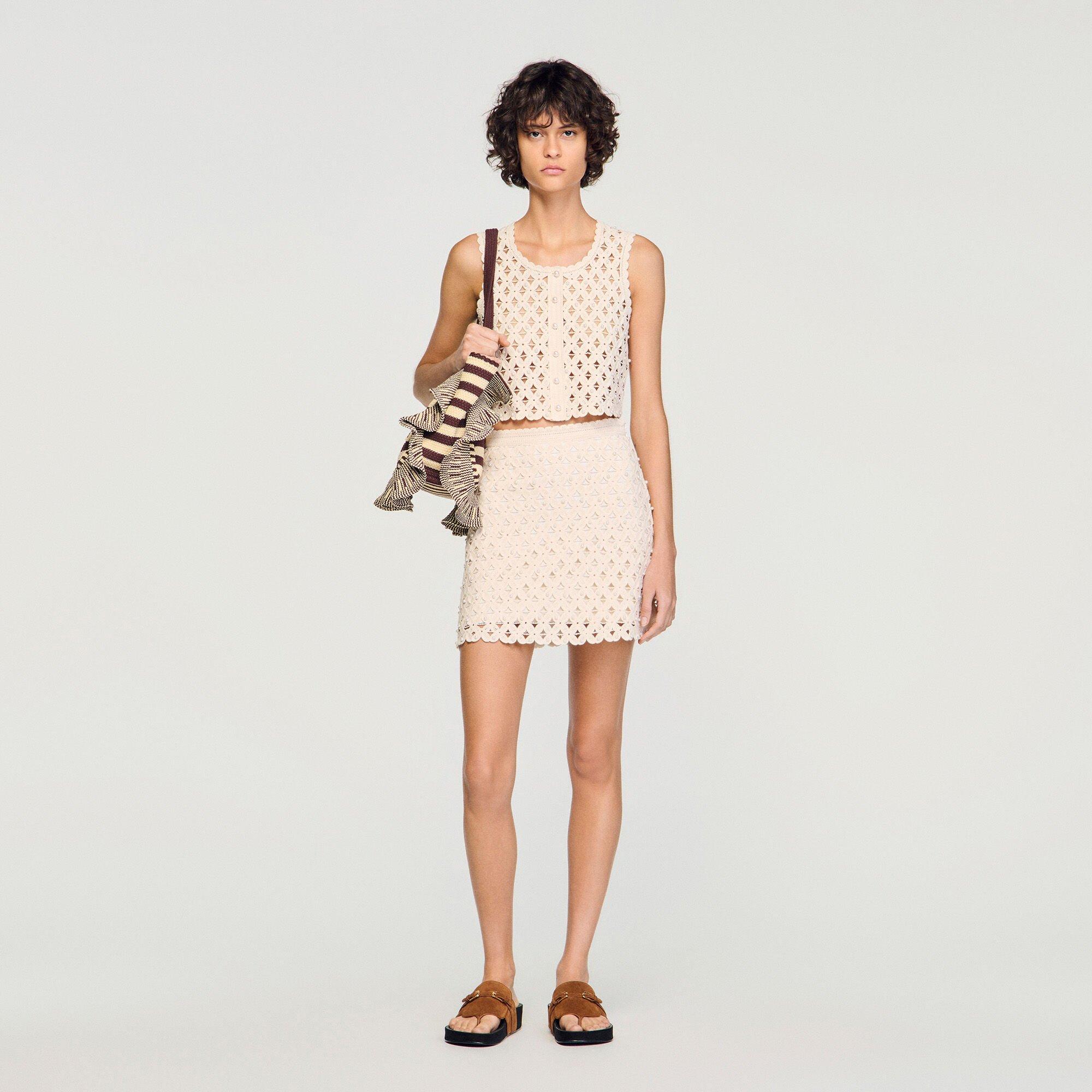 Mini beaded crochet skirt by SANDRO PARIS