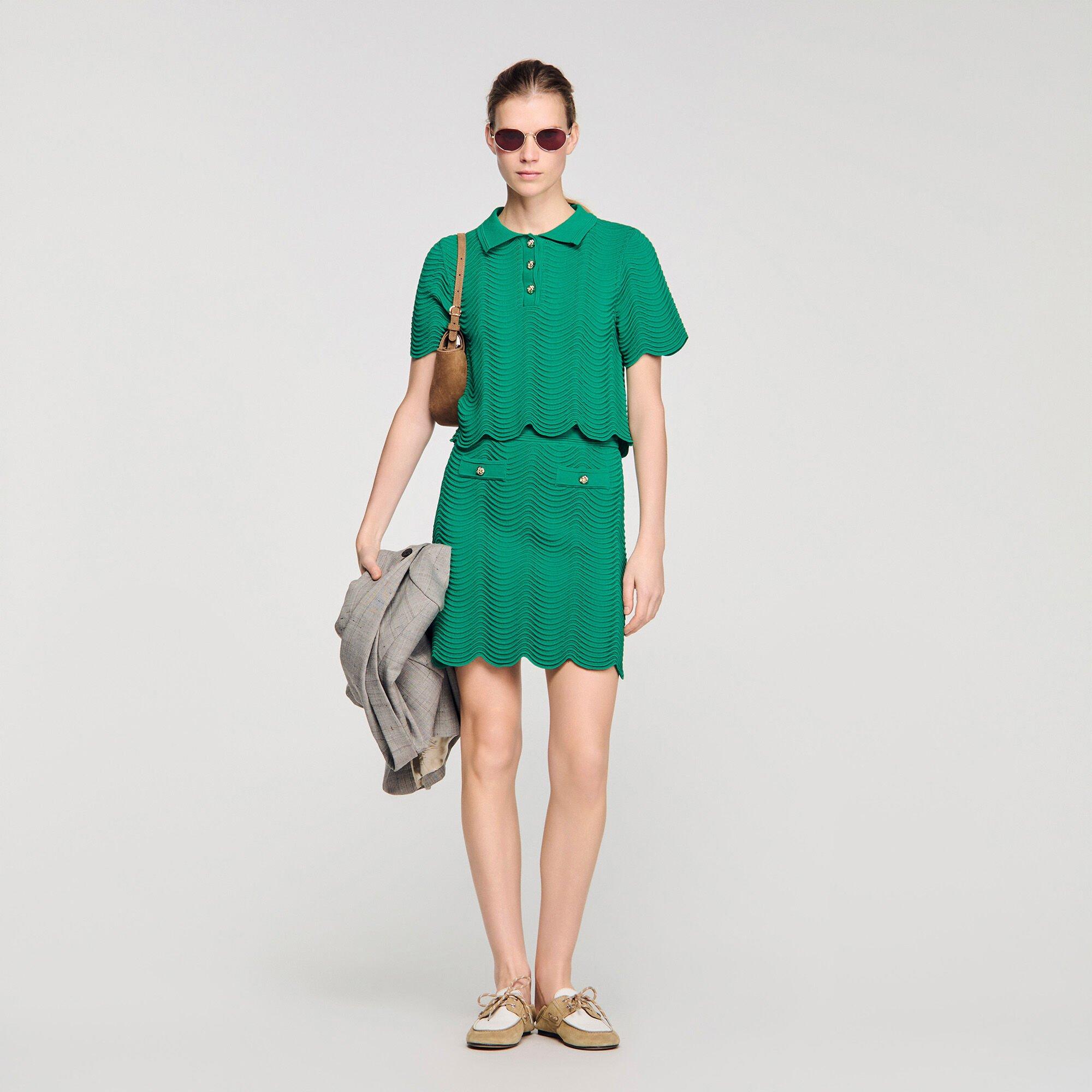 Mini decorative knit skirt by SANDRO PARIS