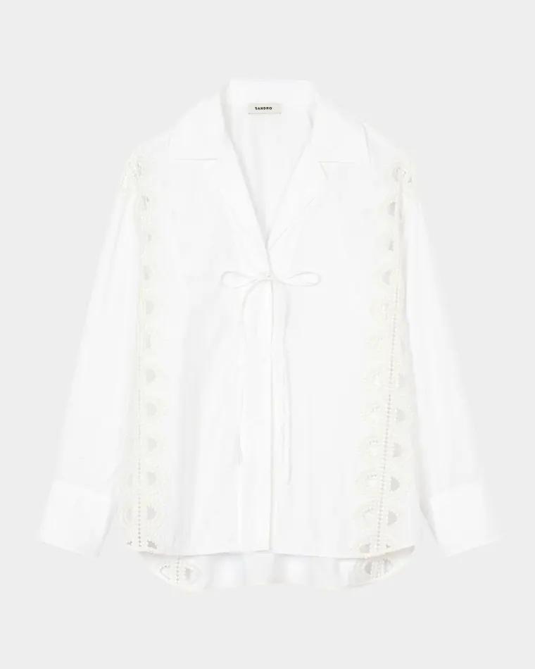 Obelle Embroidered Tie-Front Shirt by SANDRO PARIS