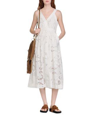 Openwork Floral Cotton Maxi Dress by SANDRO PARIS