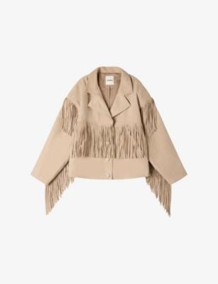 Oversized Fringed Suede Jacket by SANDRO PARIS