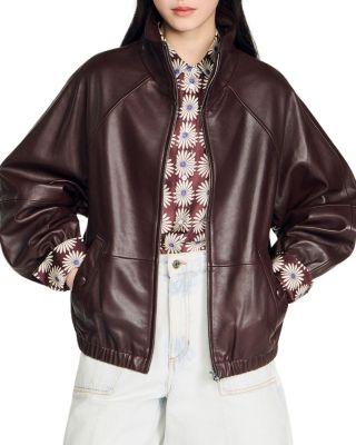 Oversized Zip Up Leather Jacket by SANDRO PARIS