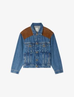 Panelled Relaxed-Fit Denim and Suede Jacket by SANDRO PARIS