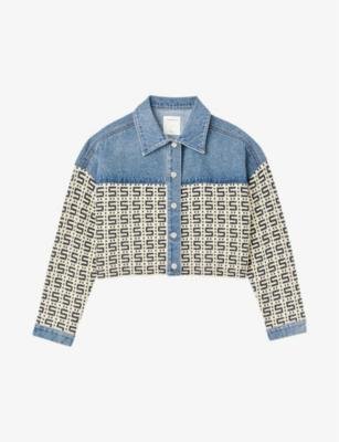 Panelled monogram-jacquard denim and cotton-blend jacket by SANDRO PARIS
