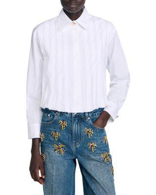 Pleated Cropped Shirt by SANDRO PARIS