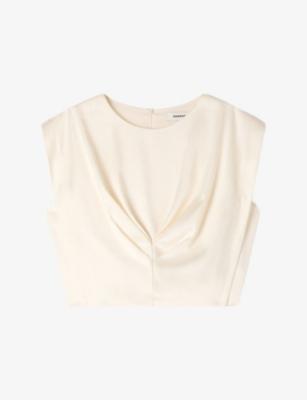 Pleated Round-Neck Satin Crop Top by SANDRO PARIS