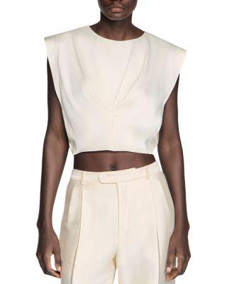 Pleated Satin Crop Top by SANDRO PARIS