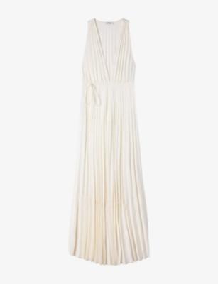 Pleated V-Neck Woven Maxi Dress by SANDRO PARIS