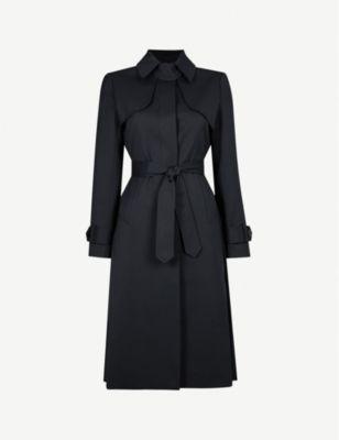 Pleated-panel twill trench coat by SANDRO PARIS